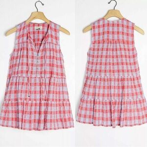 ANTHROPOLOGIE x PILCRO Red Neve Tiered Gingham Plaid Tank Size S